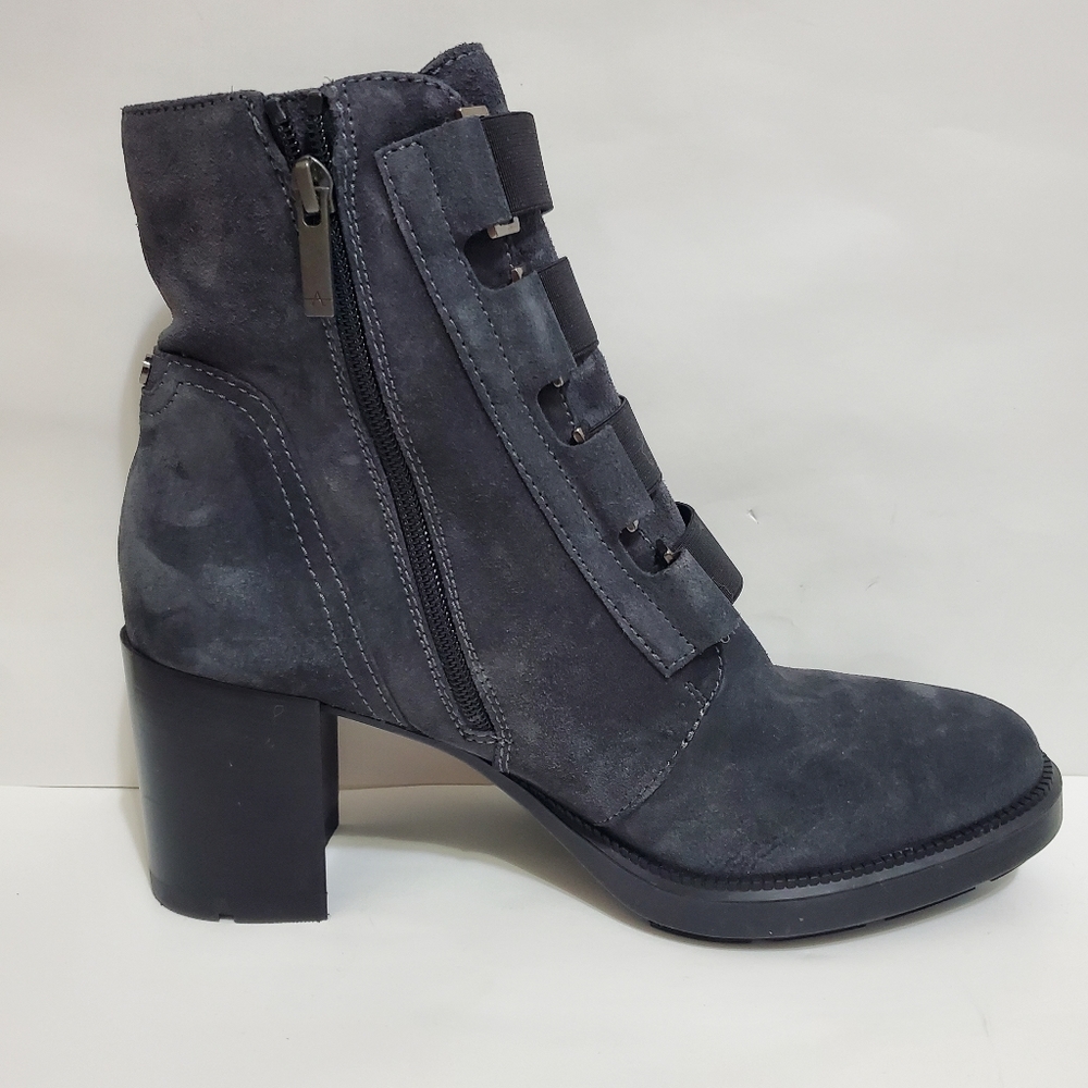 Aqautalia Indira Boot Gray Suede block heel ankle bootie side zip - Picture 8 of 16